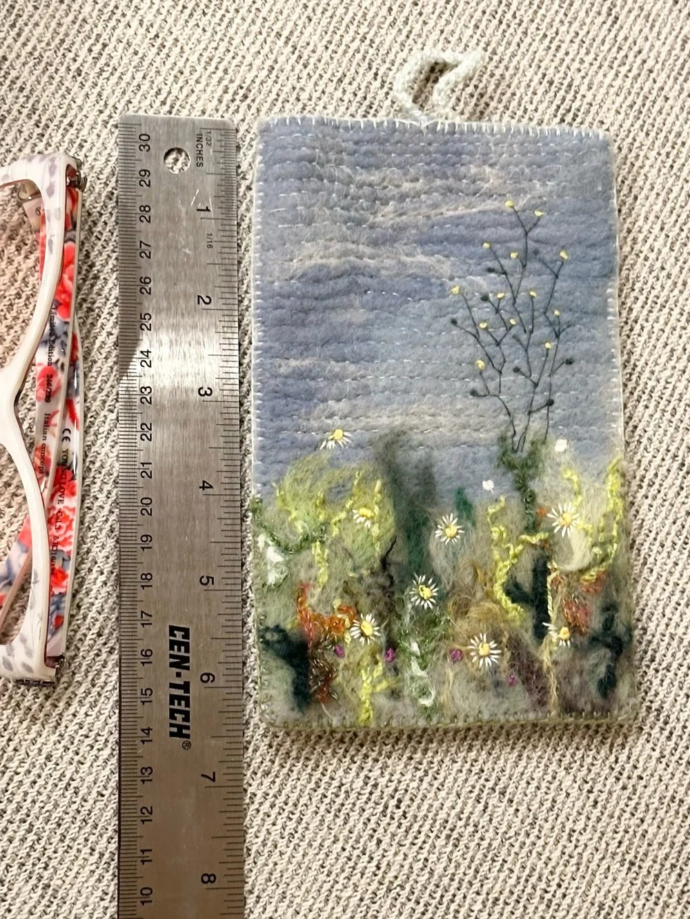 Handmade Felted Wool Glasses/Sunglasses Case-One of a Kind-Flowers-Garden